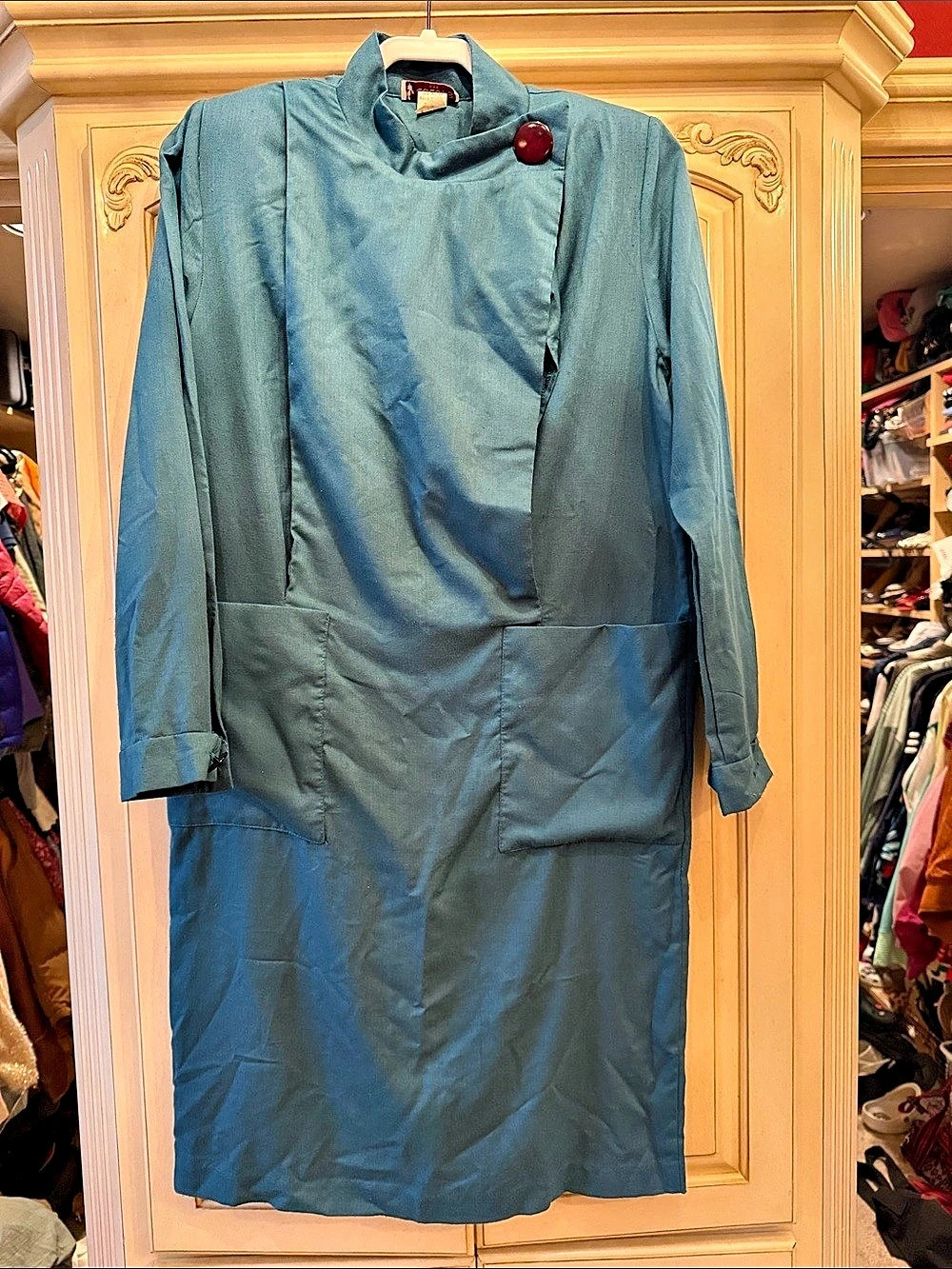80’s vintage Cactus N.Y.C. Blue Midi Dress Size Medium Like New